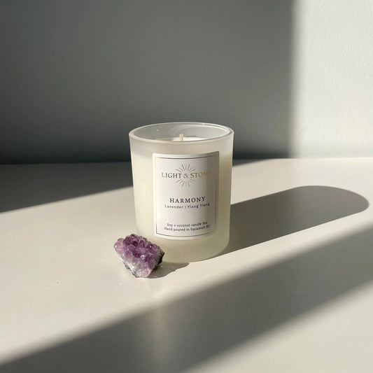 HARMONY Lavender and Ylang-Ylang Candle + Amethyst